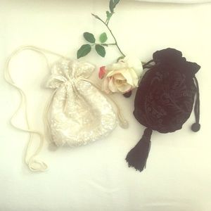 2 Small Vintage Drawstring Special Occasion Bags
